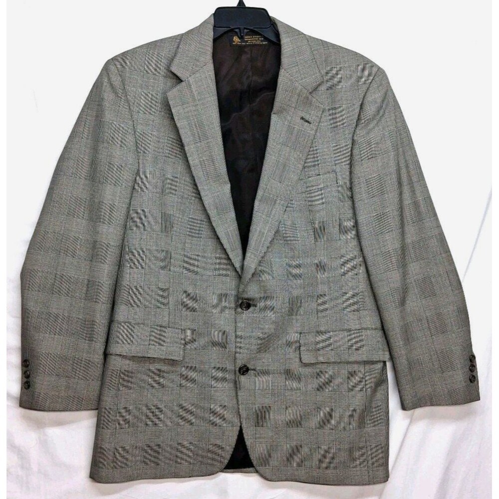 Vintage Brooks Brothers Mens 42L Black White Sport Coat Wool USA Union Business
